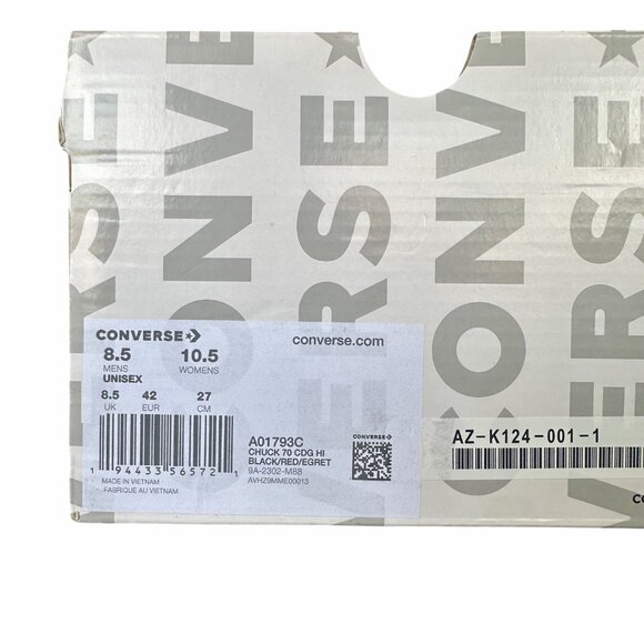 ❤️Converse Chuck 70 Hi Comme Des Garçons Play Hearts 8.5 Men Shoes Black A01793C - Picture 8 of 9